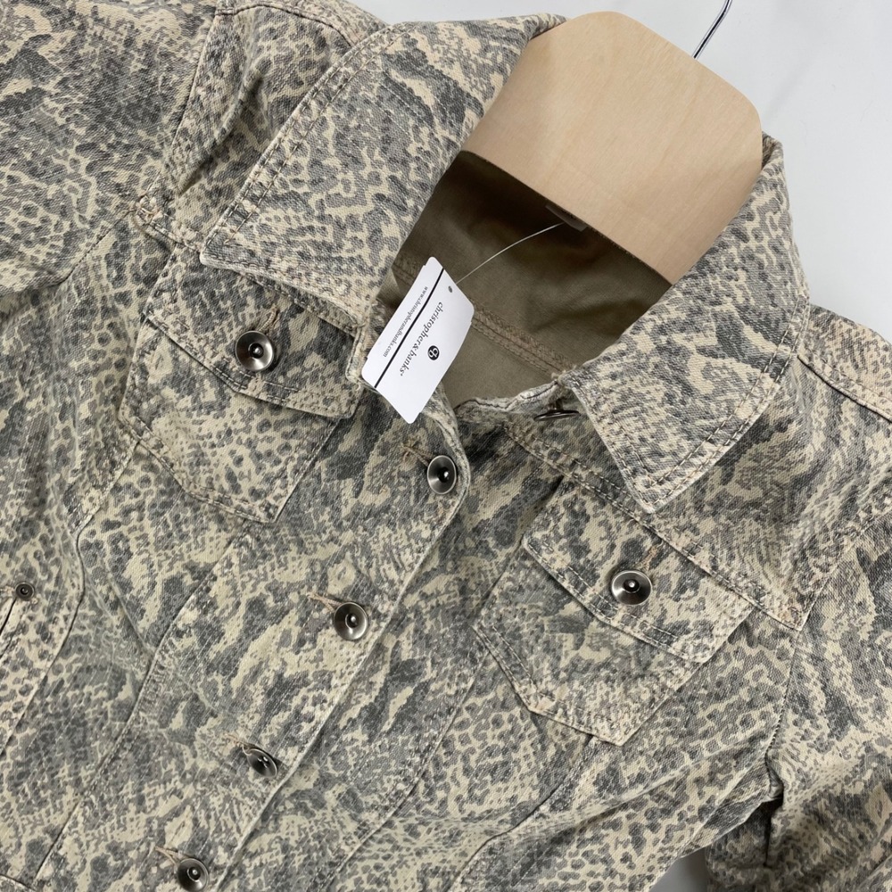 Christopher & Banks Womens Grey Snakeskin Print Denim Jacket Size M NWT 6266